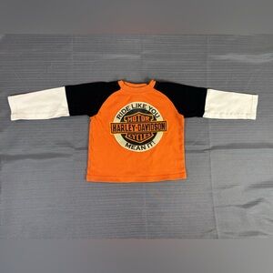 Harley-Davidson Toddler Long Sleeve Shirt 3T Orange Logo Tee